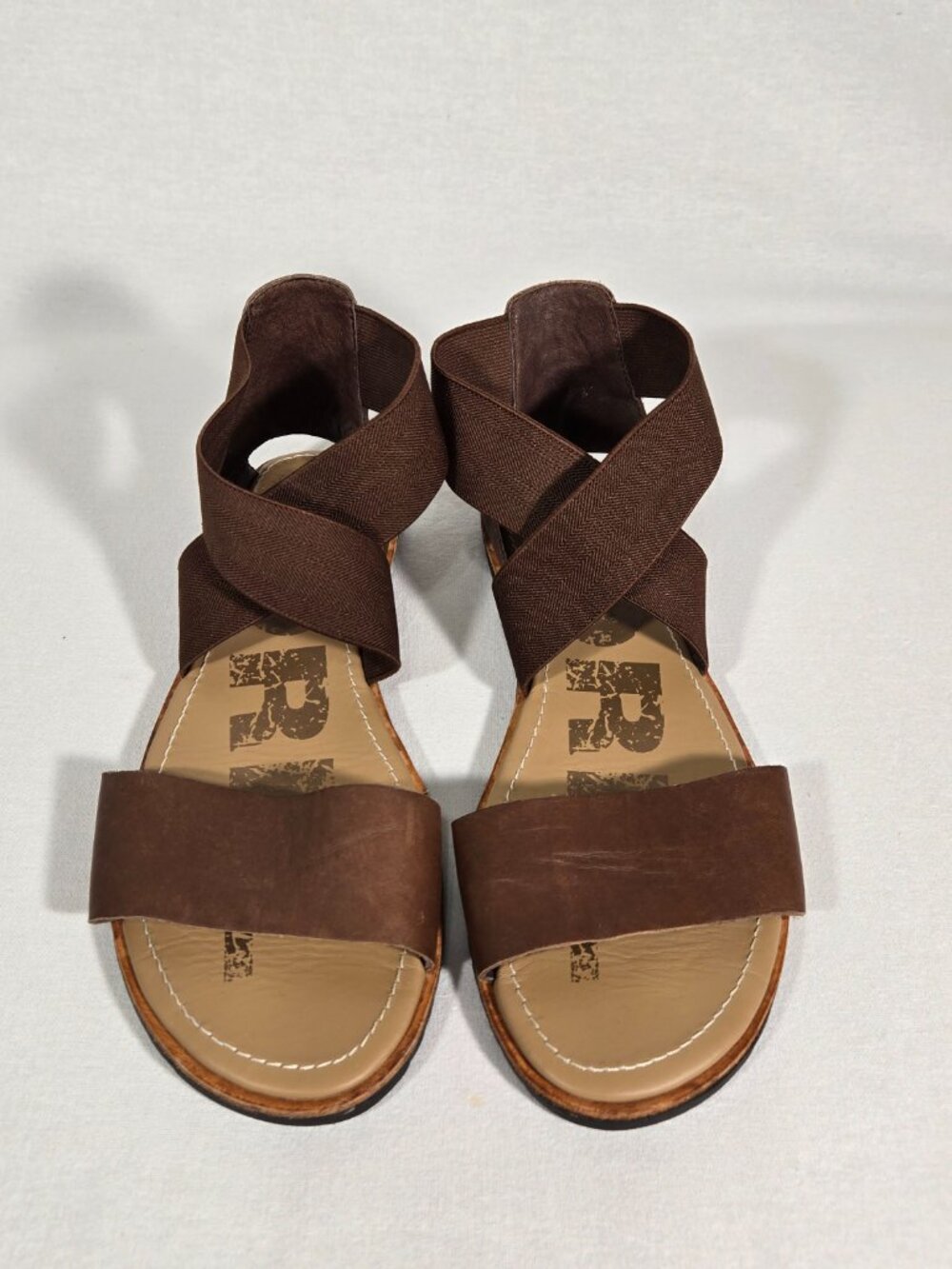 SOREL Ella BOHO Brown Leather & Elastic Gore Straps Gladiator Sandal Women Sz. 8 - Picture 4 of 17